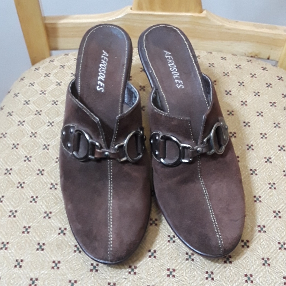 Aerosoles suede mule wedges. Size 8.5